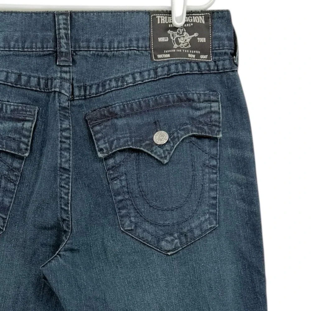 True Religion Men's Geno Relaxed Slim Big T Blue Denim Jeans 36x32 NWT $199.00